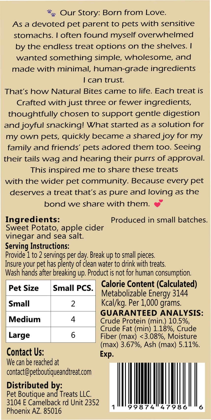 Sweet Potato Dog Treats ** 1 Unit Sold
